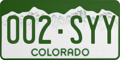 CO license plate 002SYY