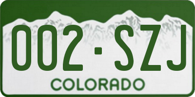 CO license plate 002SZJ