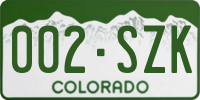 CO license plate 002SZK