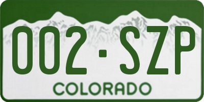 CO license plate 002SZP