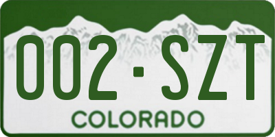 CO license plate 002SZT