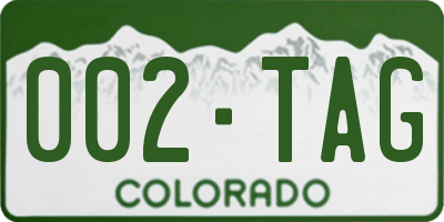 CO license plate 002TAG