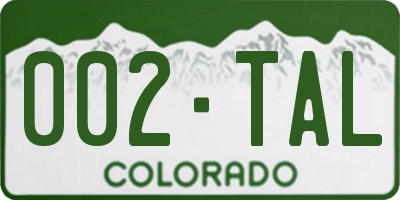 CO license plate 002TAL