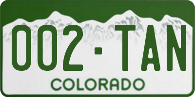 CO license plate 002TAN