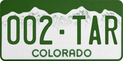 CO license plate 002TAR