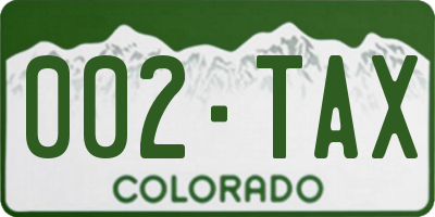CO license plate 002TAX