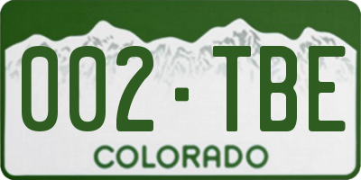 CO license plate 002TBE