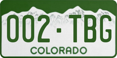 CO license plate 002TBG