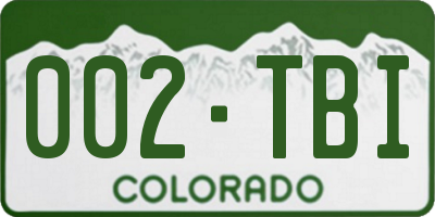 CO license plate 002TBI