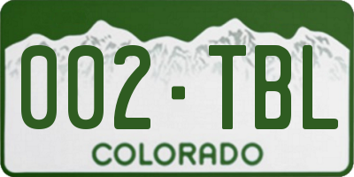 CO license plate 002TBL