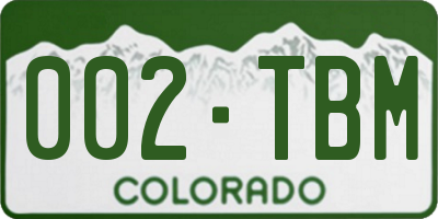 CO license plate 002TBM