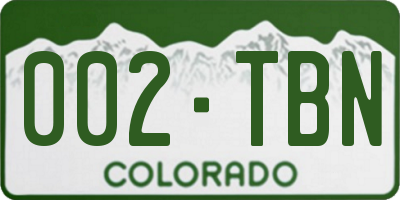 CO license plate 002TBN