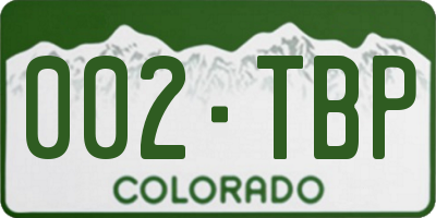 CO license plate 002TBP