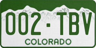 CO license plate 002TBV