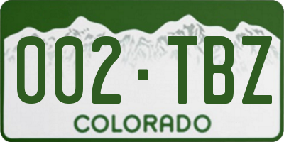 CO license plate 002TBZ