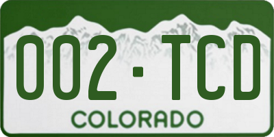 CO license plate 002TCD