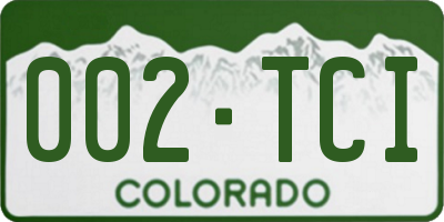 CO license plate 002TCI