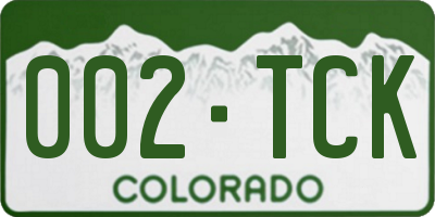 CO license plate 002TCK