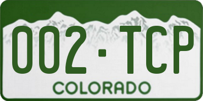 CO license plate 002TCP