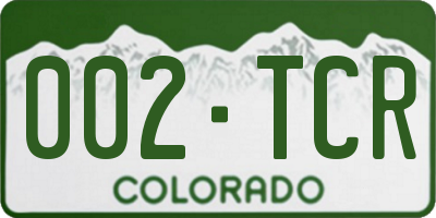 CO license plate 002TCR