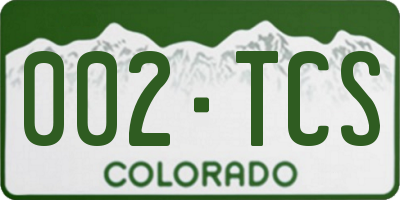 CO license plate 002TCS