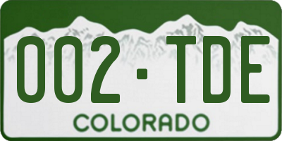 CO license plate 002TDE