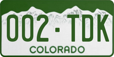 CO license plate 002TDK