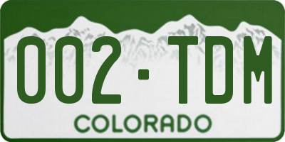 CO license plate 002TDM