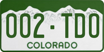 CO license plate 002TDO