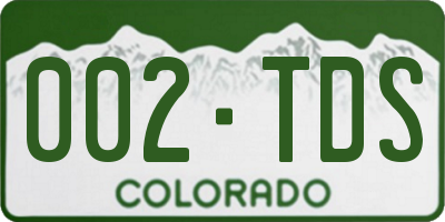 CO license plate 002TDS