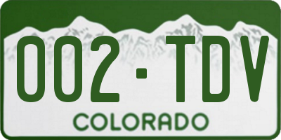 CO license plate 002TDV