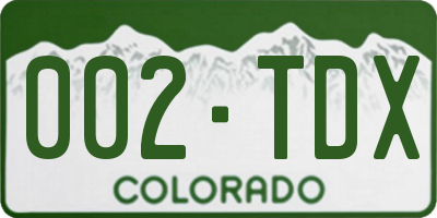 CO license plate 002TDX