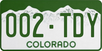 CO license plate 002TDY