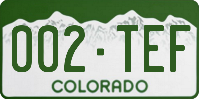 CO license plate 002TEF