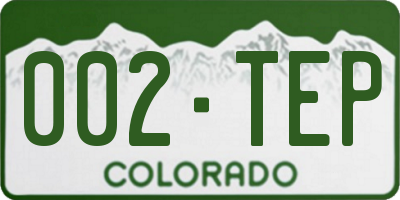 CO license plate 002TEP