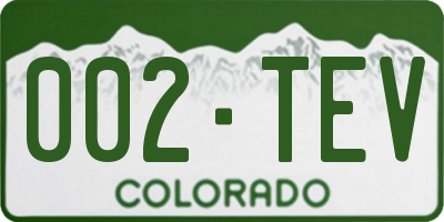 CO license plate 002TEV