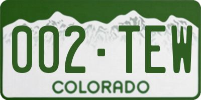 CO license plate 002TEW
