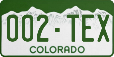 CO license plate 002TEX