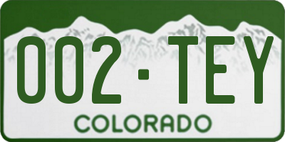 CO license plate 002TEY