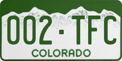 CO license plate 002TFC