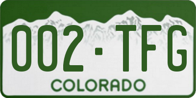 CO license plate 002TFG