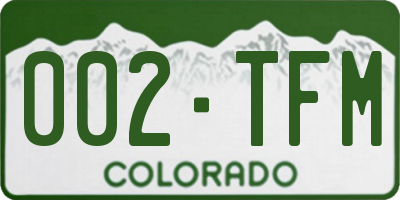 CO license plate 002TFM
