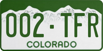 CO license plate 002TFR