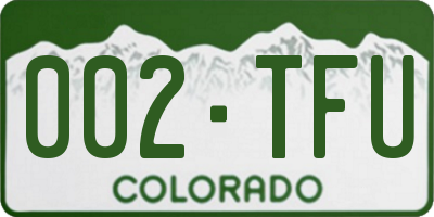 CO license plate 002TFU