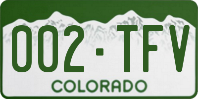 CO license plate 002TFV