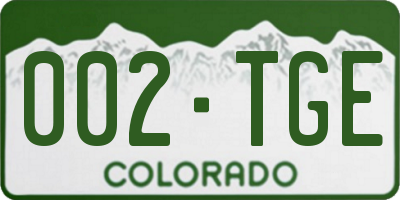 CO license plate 002TGE