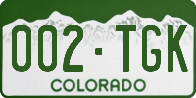 CO license plate 002TGK