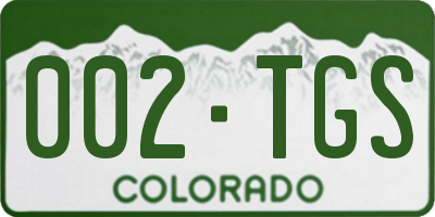 CO license plate 002TGS