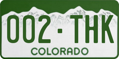 CO license plate 002THK