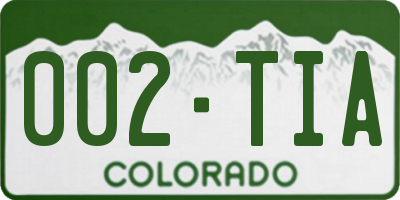 CO license plate 002TIA